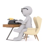 écrivain-biographe au travail (représentation non contractuelle)